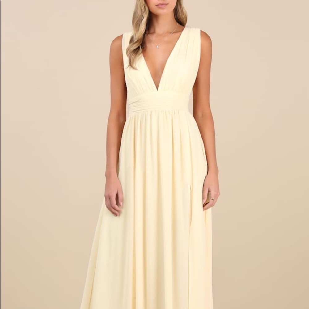 Lulus Heavenly Dress in Pale Yellow